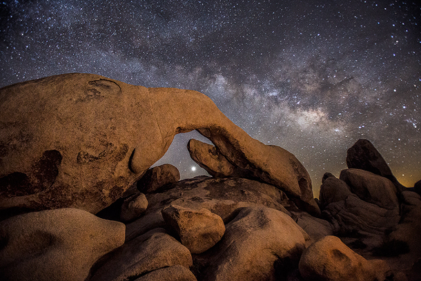 Arch Rock, the Milky Way, and Venus in Joshua Tree National Park