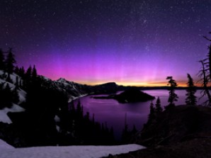 Aurora Borealis over Crater Lake